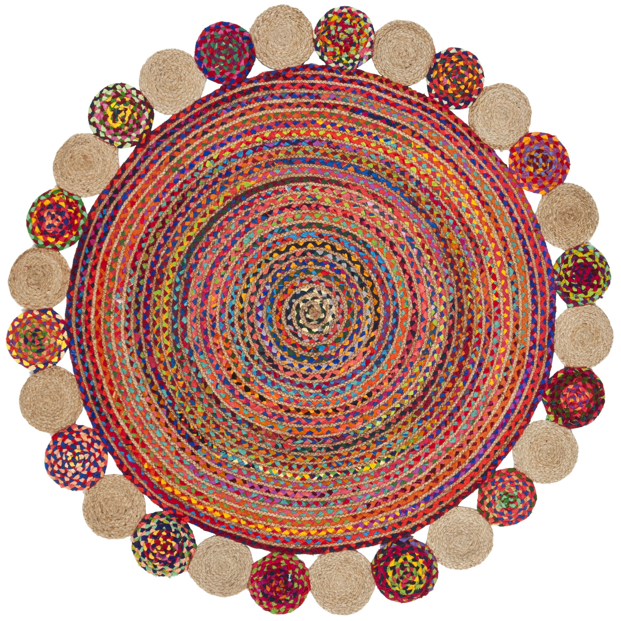 SAFAVIEH Cape Cod Kyle Geometric Area Rug, Red/Multi, 5' x 7' Oval