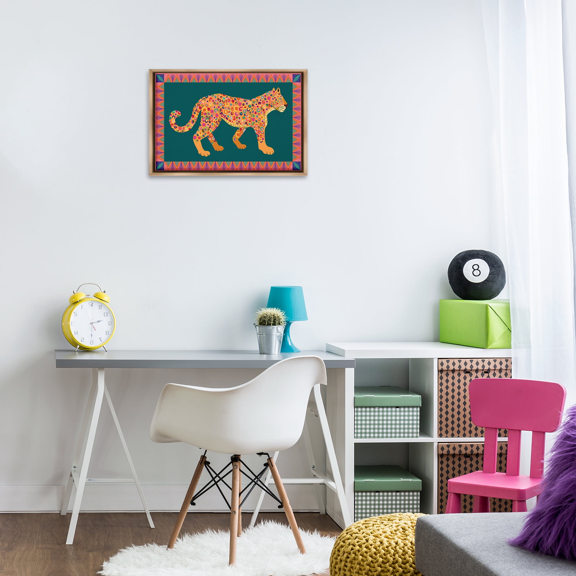Stupell Industries Bold Patterned Lion Animals Painting Brown Floater Framed Canvas Art Print Wall Art, 25 x 17