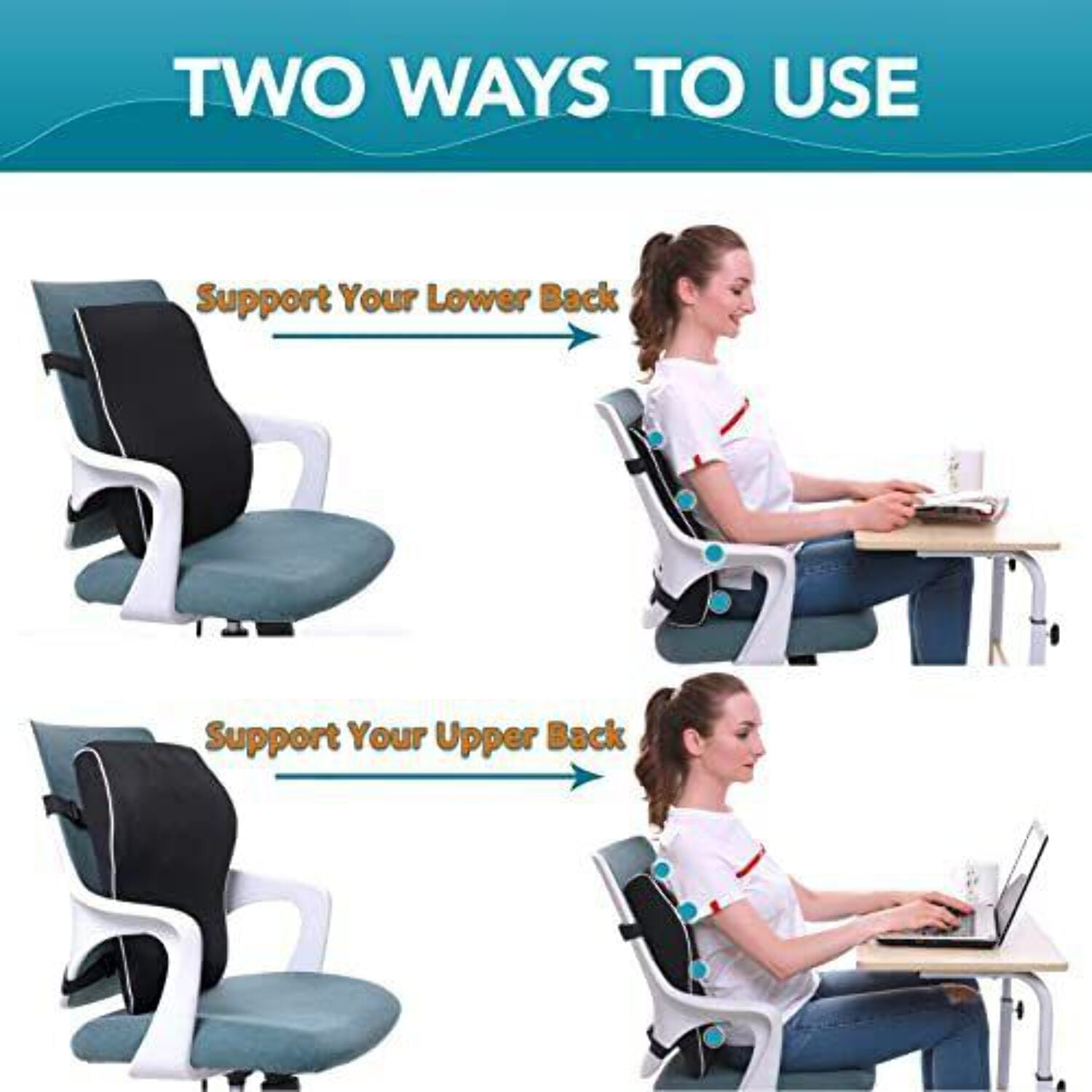 Back and Spine Support Cushion - Adjustable Ergonomic Support Pillow -  Tanziilaat