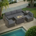 thumbnail image 2 of GOJOOASIS Patio Furniture Set 7 Pieces Outdoor Rattan Sectional Sofa Sets With Fire Pit Table,Grey, 2 of 12