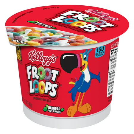 Kellogg's Froot Loops Breakfast Cereal in a Cup, Original, Bulk Size, 1.5 Oz, 2 (Best Cereal For Weight Gain In Babies)