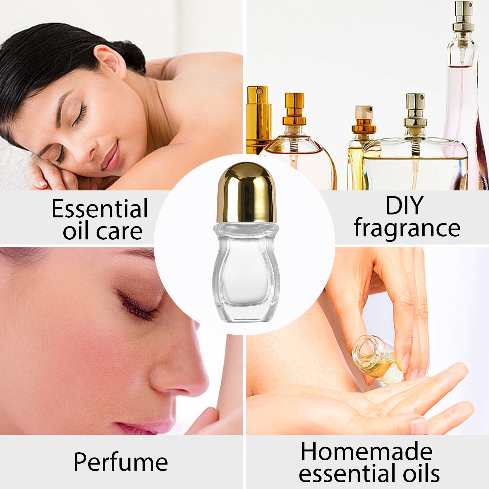 Glass Empty Roller Bottles Leak Proof Glass Bottles Oil Applications Bottles Storage Case for Travel Home Use