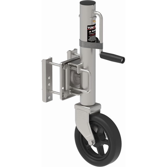 TOWKING 8" Spoke Wheel Trailer Jack, 10" Vertical Movement, 1500 lbs, for RV, Boat, Trailer and More, Silver