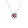 thumbnail image 2 of Delight Jewelry Silvertone Hot Pink Cheetah Print Heart Hockey Ring Charm Necklace, 18", 2 of 4
