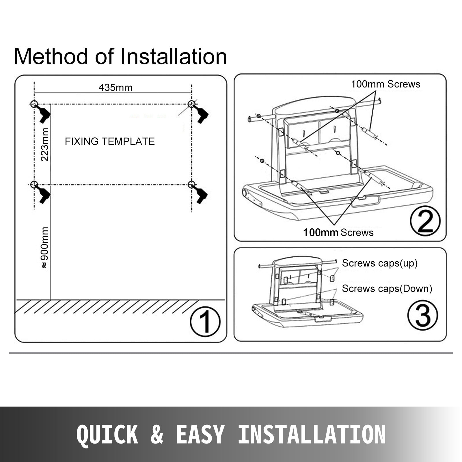 VEVOR Baby Changing Station, Wall Mounted Baby Changing Table, Diapers Commercial Gray