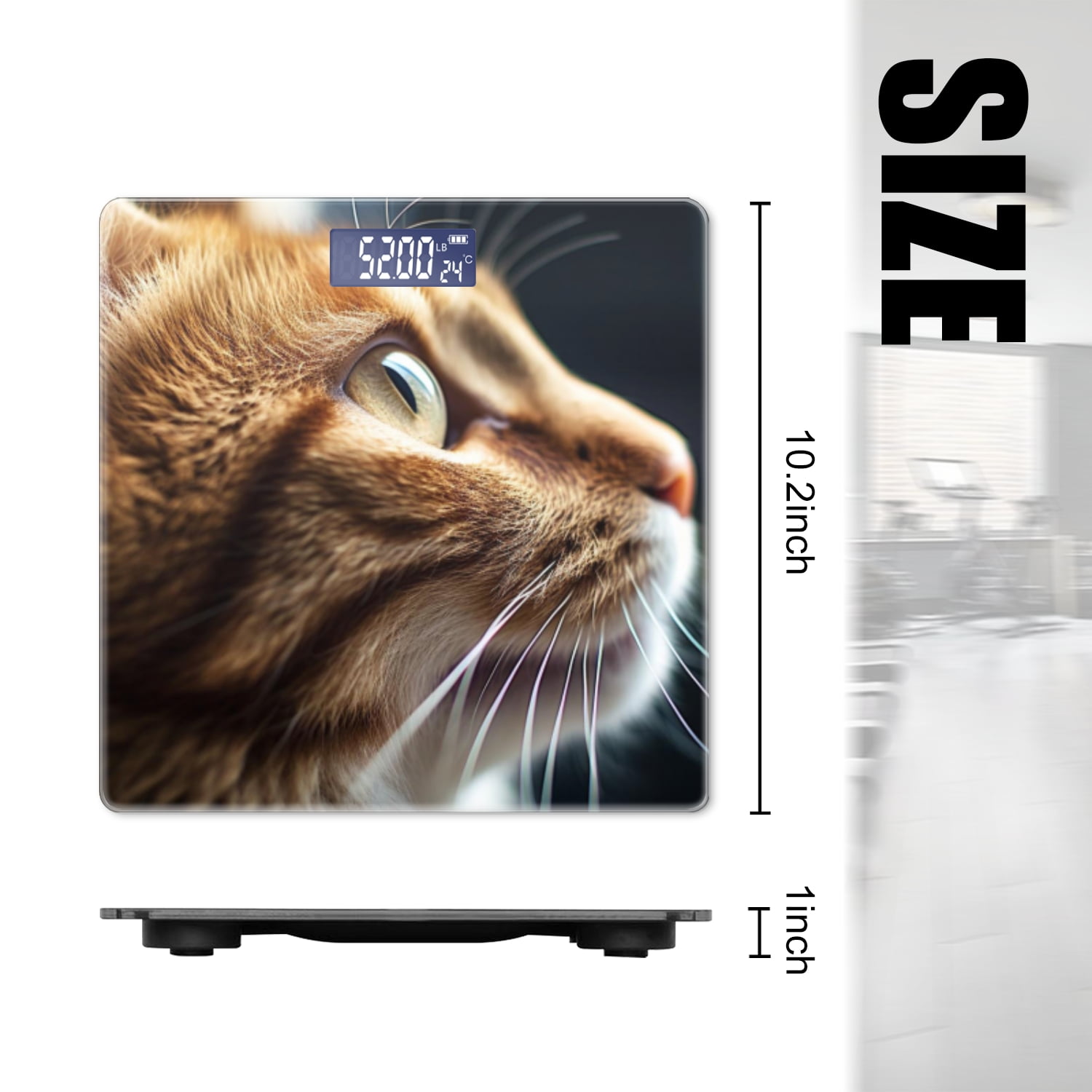 High Precision Body Weight Scale Smart Bathroom Scales with Large LCD Display(400lbs),Decorative for Bedroom-Orange Cat'S Face Looking Out The Window