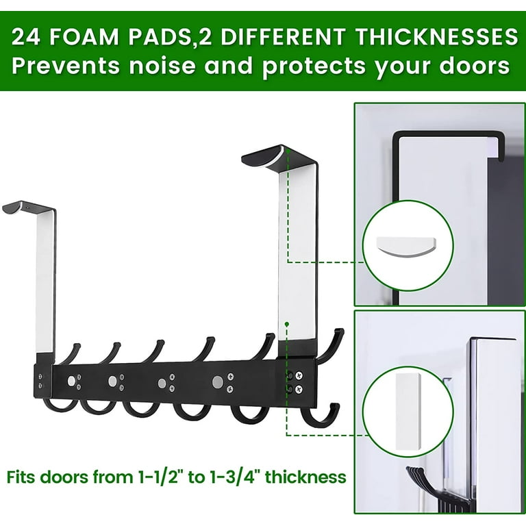 ACMETOP Over The Door Hooks, Over The Door Hanger, Heavy Duty Aluminum Over  The Door Towel Rack Hooks for Hanging Coat, Bag, Robe - 5 Hooks, Brush