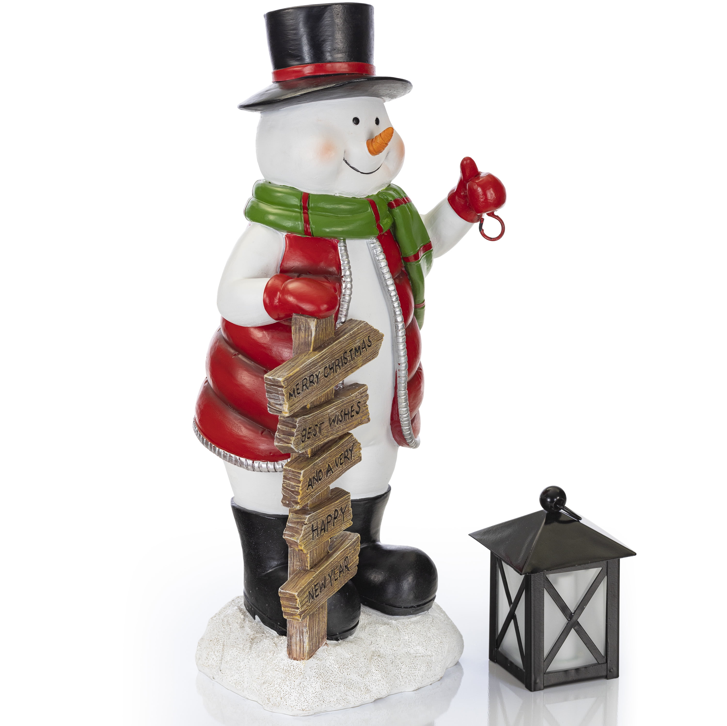 VP Home Holiday Signpost Christmas Snowman with LED Lantern - Walmart.com