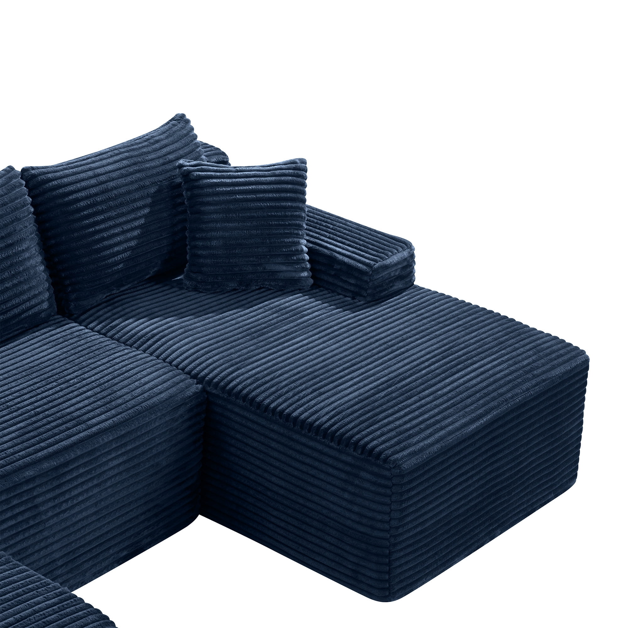 MOONMISS Small Modular Sectional Sofa with Movable Chaise and Ottoman,U-Shaped Boneless Cloud Couch for Living Room Apartment,Blue(Right Facing Chaise)