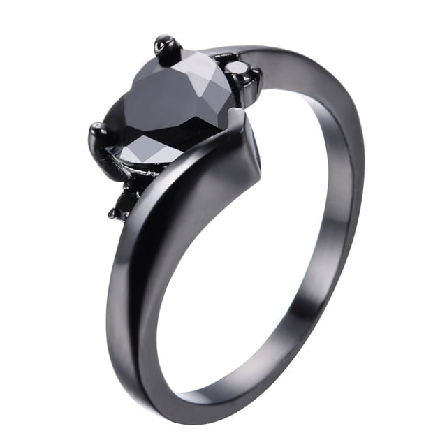 En forma de corazón de joyería de las mujeres circón colorido corazones Anillos