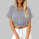 thumbnail image 2 of Vestidos Casuales Para Mujer, Blusas De Mujer De Moda Blusa corta de lino con solapa y botones sueltos para mujer, ropa de trabajo de verano, 2 of 6