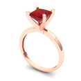 thumbnail image 2 of 1.5 ct Princess Cut Simulated Ruby Solitaire 14K Rose Gold Womens Engagement Ring, 2 of 5