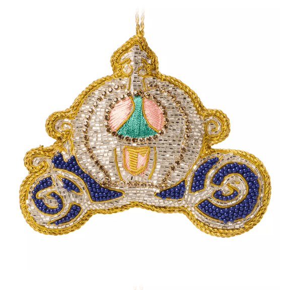 Disney Cinderella Pumpkin Coach Beaded Christmas Ornament New with Tag