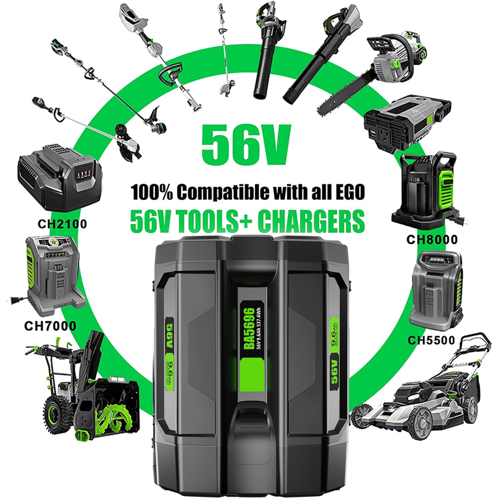 56V 9.6Ah Li-Ion Battery For EGO BA5600T CS1604 CS1804 CS1403 HT2400 56V Tools