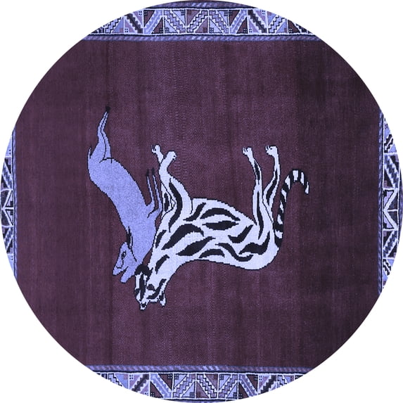 Ahgly Company Indoor Round Animal Blue Traditional Area Rugs, 8' Round