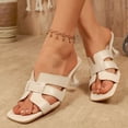 thumbnail image 4 of Kitten Heels for Women Fashion Strappy Open Toe Mule Sandals Summer Dress Slip on Slides Low Heel Slippers Beige Size 11, 4 of 7