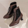 thumbnail image 5 of Mepaouo Womens Vintage Kitten Heel Ankle Boots Renaissance Lace Up Pointed Toe Wingtip Witch Booties, 5 of 7