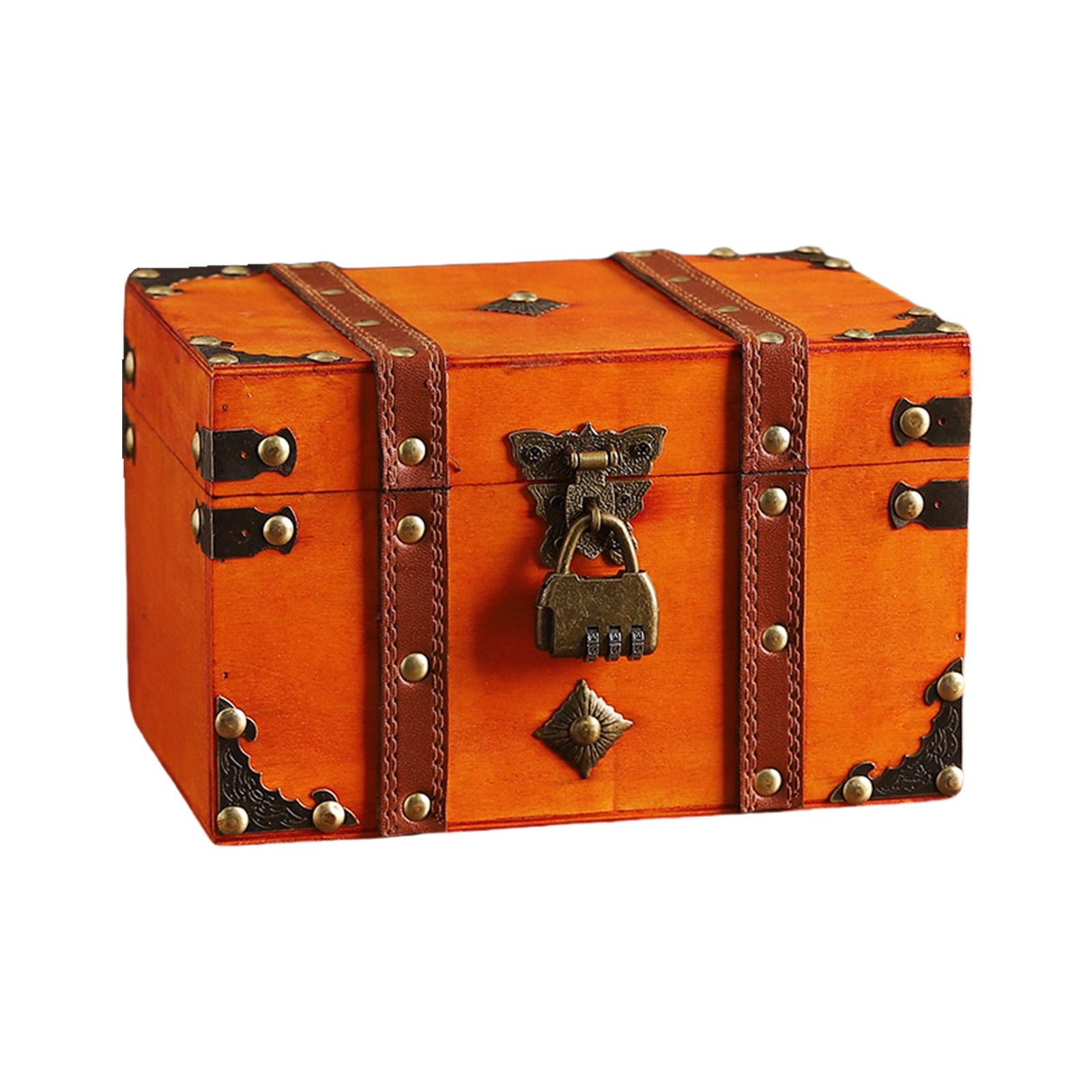 Decorative Storage Box With Metal Mechanism For Jewelry Photos Memorabilias Secure Combination Lock Wooden Chest