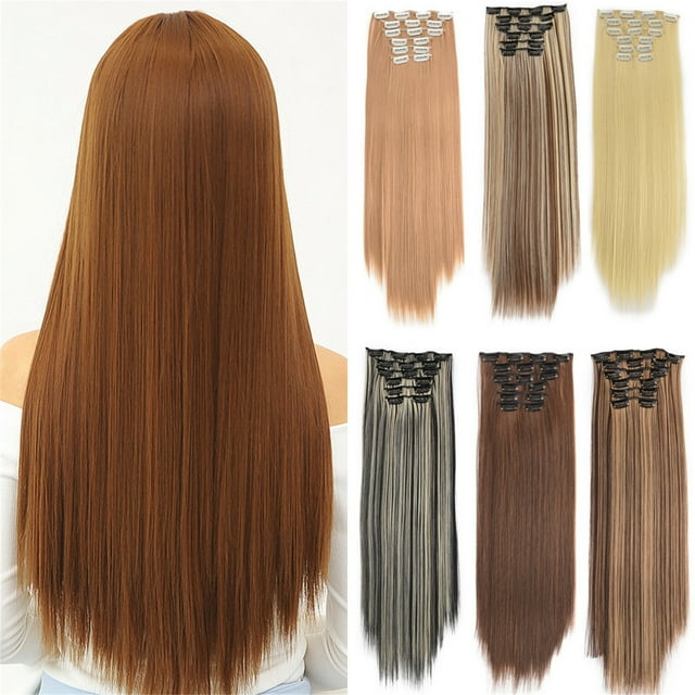 Offre Abordable, Extensions de Cheveux Longues à Clip Mode Perruque Lisse Complète, Pendentif, Multicolore