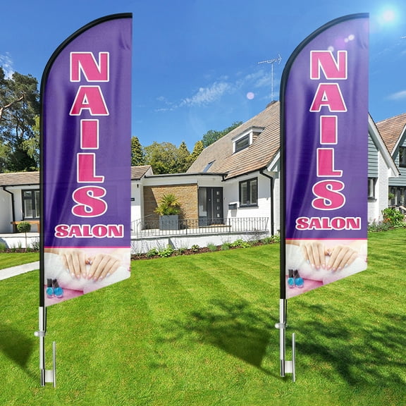 Nails Salon Swooper Flag, 8FT Nails Salon Advertising Feather Flag, Nails Salon Banner ,Signs for Businesses and Storefronts(Flag Only)