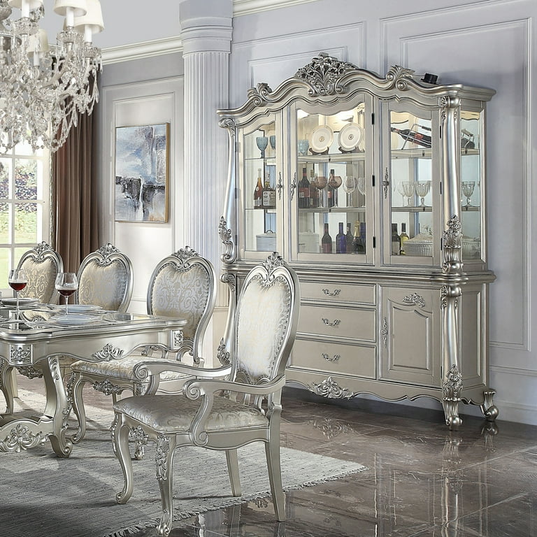 ACME Bently Wooden Hutch and Buffet with Glass Doors in ACME Bently Wooden Hutch and Buffet with Glass Doors in