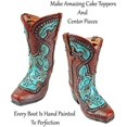 thumbnail image 3 of Urbalabs Western Mini Cowboy Boot Vase Toothpick Pencil Holder Teal Red Pink Cowboy Flower Vase Decorative Boots Vases Rustic Decor Country Living Wedding Centerpiece (Classic Teal), 3 of 7
