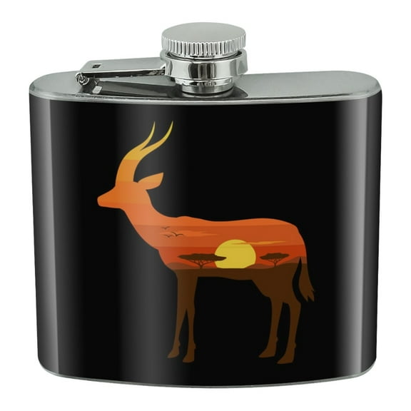 Gazelle Orange Sky Africa Acacia Stainless Steel 5oz Hip Drink Kidney Flask