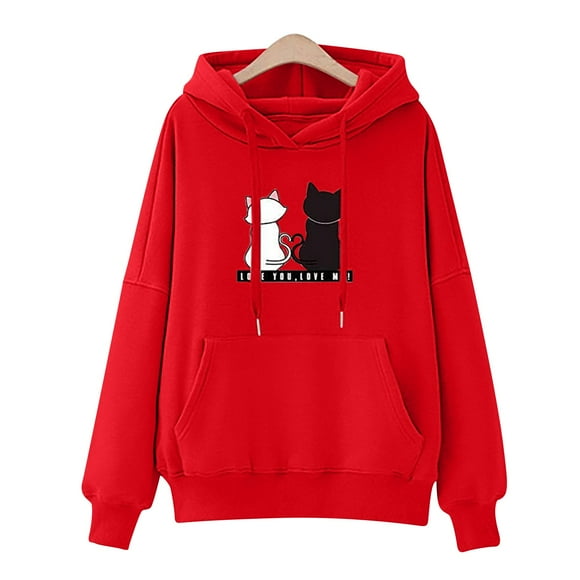 Rbaofujie Womens Fall Sweaters Women's Winter Hoodie Sweatshirt Pullover Tops Long Sleeved Comfortable Red Women's Hoodies