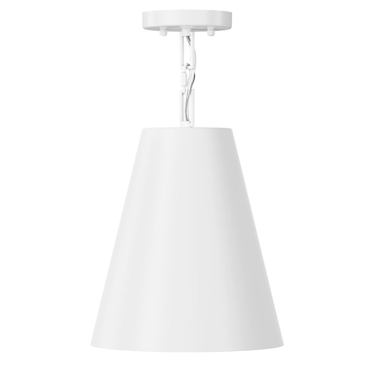 Aiwen Mid Century Semi Flush Mount Ceiling Light White Cone Metal Shade Farmhouse Ceiling Lighting For Bedroom Kitchen Island Living Room Hallway