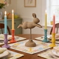 thumbnail image 2 of AURIGATE Easter Leaping Bunny on Stand, Wood-Look Rabbit Figurine with Pedestal Base, Spring Tabletop Decor for Home & Easter, 2 of 6