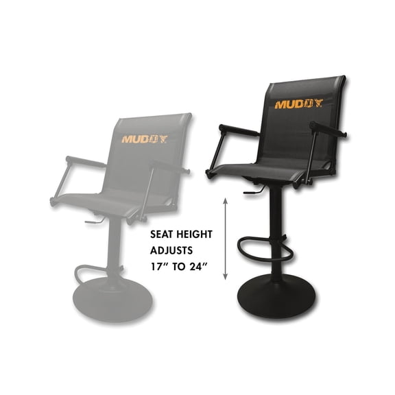 MUDDY Swivel Extreme Seat - Durable 360 Degree Adjustable Height Stable Ground Silent Hunting Outdoor Chair with Flex-Tek Seat & Footrest, 300 Lbs. Maximum Capacity