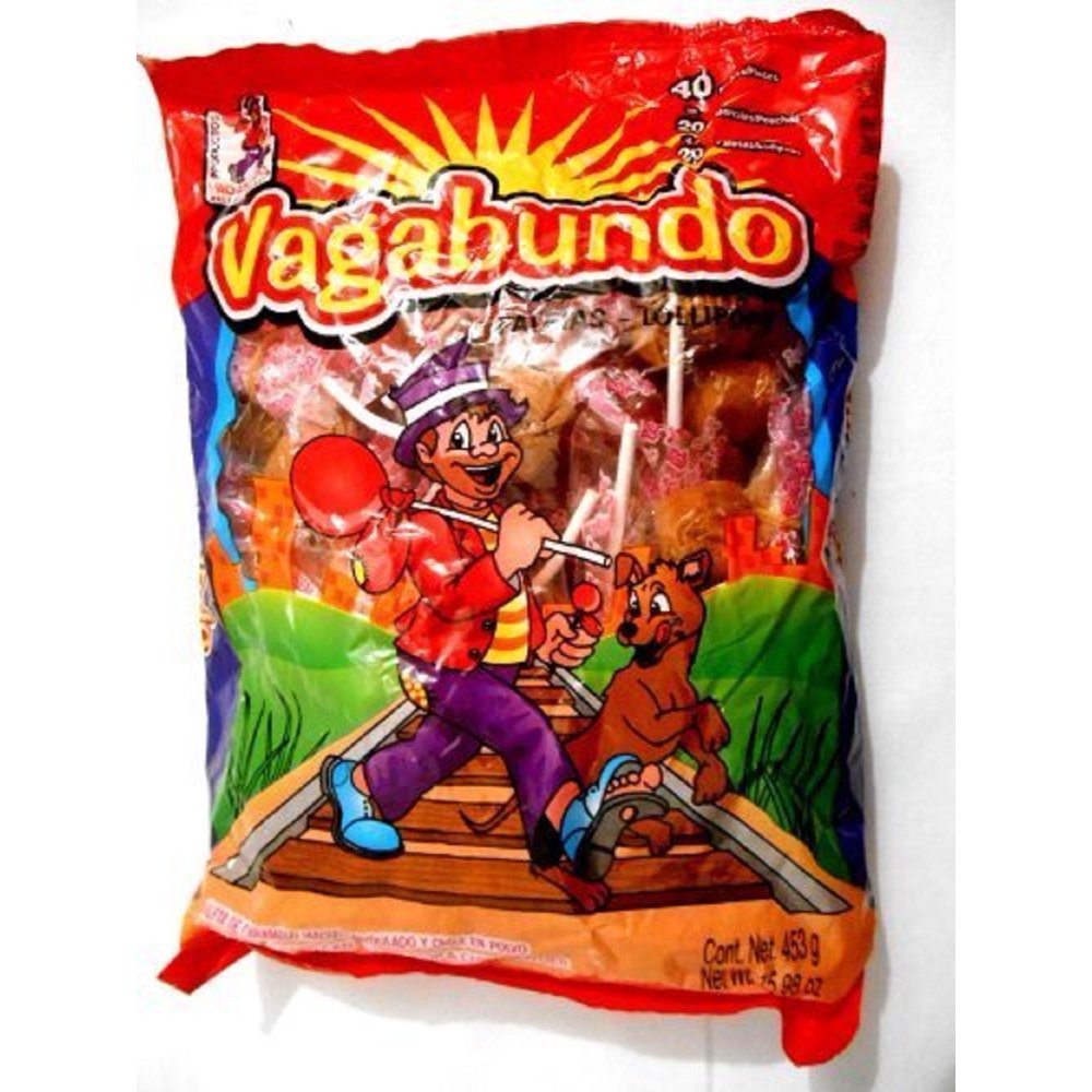Vagabundo Hard Candy Lollipop w/Chilli Powder Mexican Candy 40 pc by Dulces & Salsas Vagabundo
