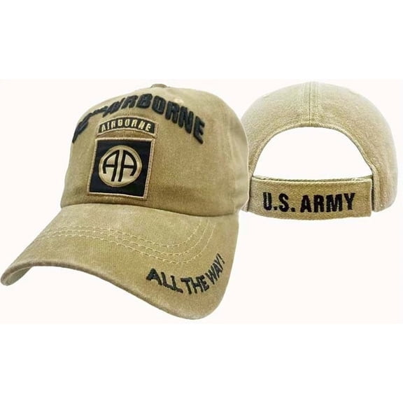U.S ARMY 82ND AIRBORNE ALL THE WAY KHAKI BIEGE SUBDUED EMBROIDERED HAT CAP