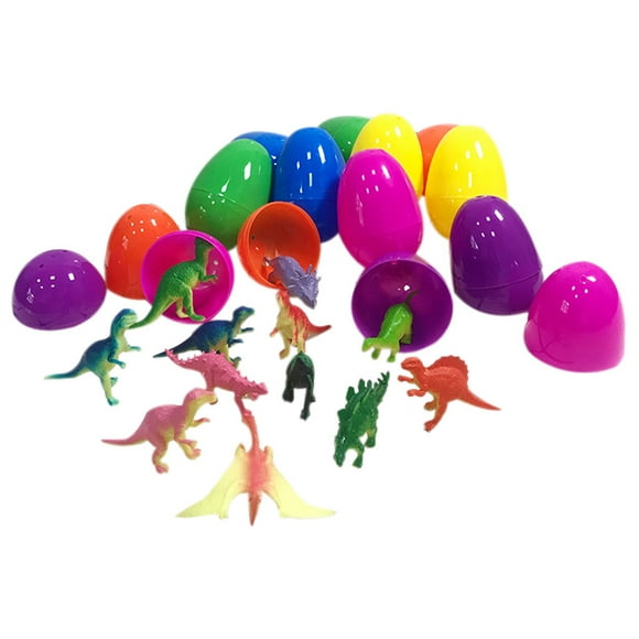 Pisexur Dinosaur Toys for Kids 3-5,12PCS Easter Eggs Filled With Mini Dinosaurs And Mini Car,Christmas Gifts for Kids