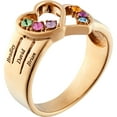thumbnail image 2 of Personalized Planet Mother's Gold over Silver Family Name & Birthstone Double Heart Ring ,Women's, 2 of 4