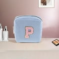 thumbnail image 5 of Unique Bargains 1 Pc Letter P Pattern Makeup Bag for Travel Blue Corduroy, 5 of 6