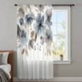 thumbnail image 4 of Blue Brown Spring Floral Sheer Curtains 54 Inches Long, Summer Botanical Light Filering Curtains, Breathable Simi Curtain Privacy Drapes for Kitchen Bathroom Lightweight Small Window Treatment, 4 of 9