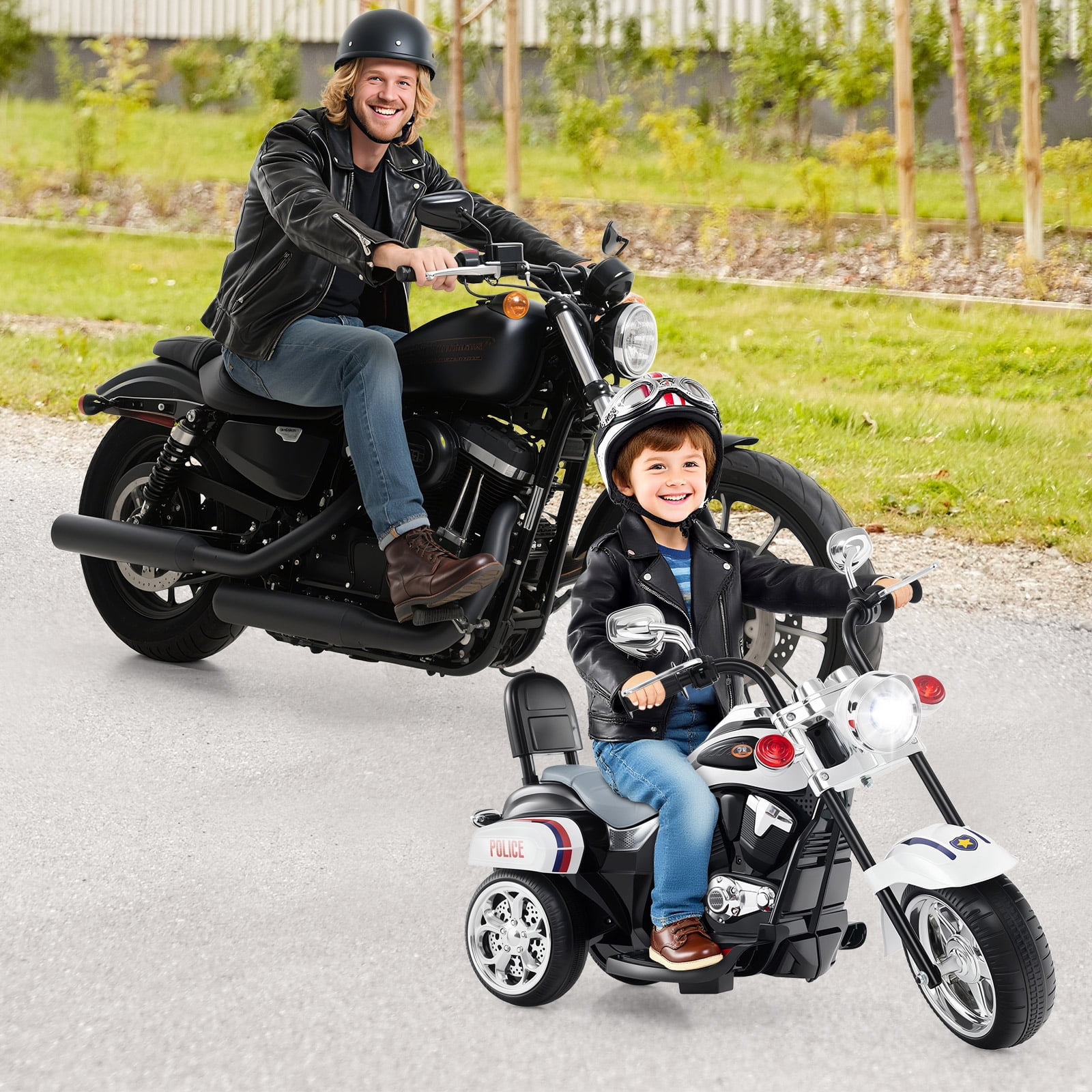 Patiojoy Kids Motorcycle 6V Battery Powered 3-Wheel Electric Motorcycle for Kids White