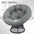 thumbnail image 2 of LOGYAT 46" Oversized Rattan Papasan Chair with Cushion, 360° Swivel, Waterproof & Sturdy Frame, Comfortable Chair for Adults, for Indoor, Bedroom, Black Frame with Dark Grey Cushion, 2 of 5