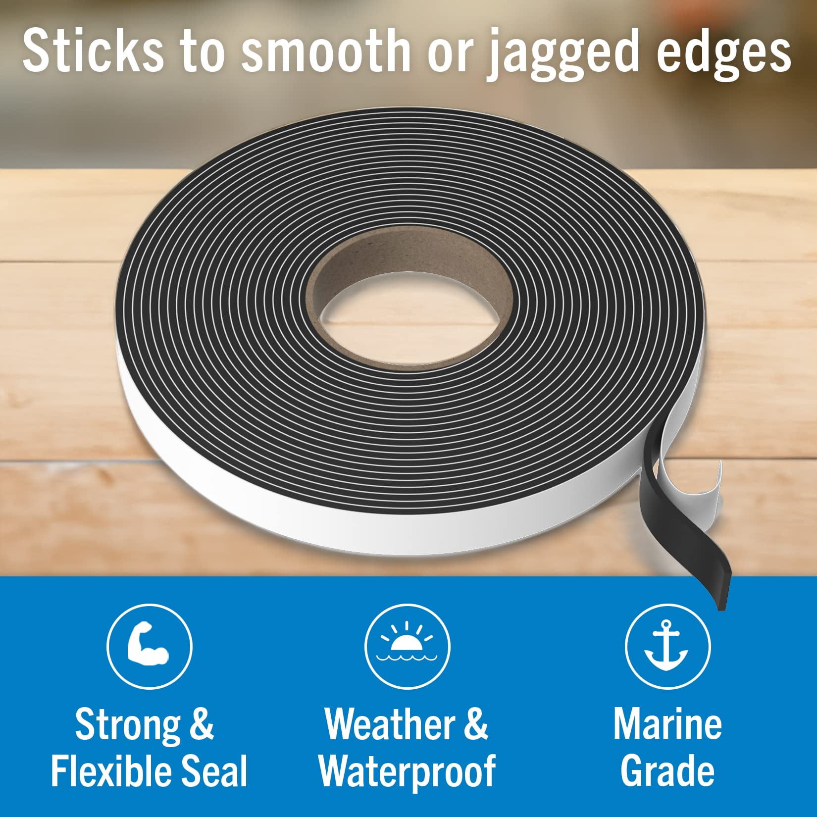 Better Boat Sealing Double Sided Putty Tape RV Window Seal Kit Butyl Sealant Tape, Black