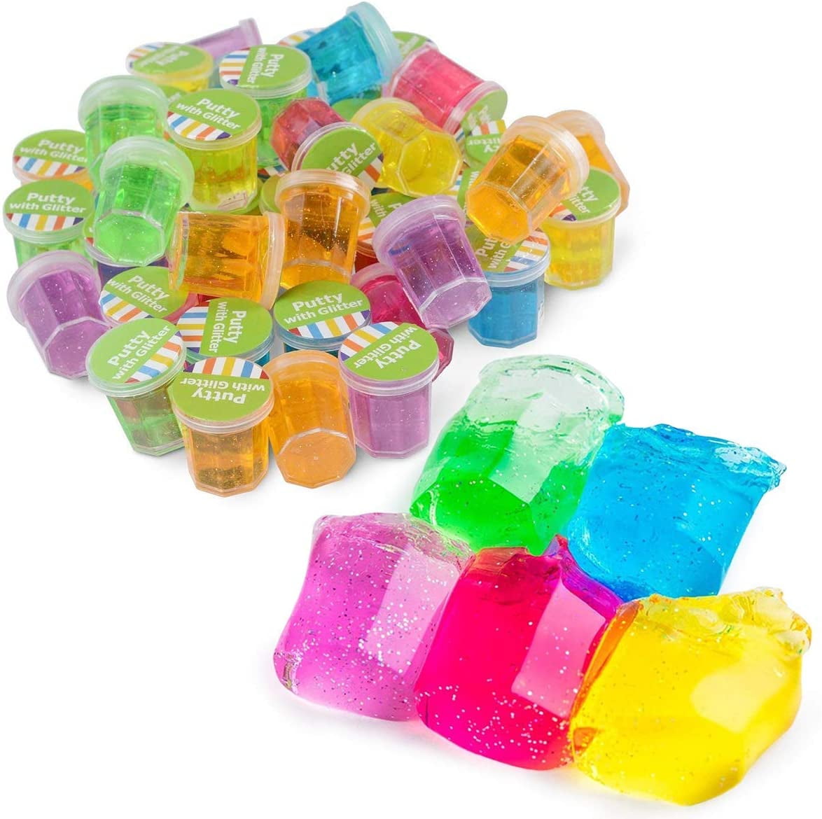 TURNADA Mini Putty with Glitter 48 Pack Assorted Neon Color Sludge
