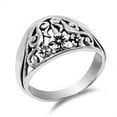 thumbnail image 1 of Filigree Oxidized Hawaiian Plumeria Flower Ring Sterling Silver Band 925 Jewelry Female Male Size 11, 1 of 4