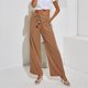 thumbnail image 5 of Pantalones rectos sueltos para mujer, pantalones de pierna ancha para mujer, pantalones de playa con cintura elástica y cordón, diseño de última generación, 5 of 7