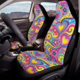 thumbnail image 4 of POLERO Groovy Heart Floral Car Seat Cover, Polyester Stretch Washable 2 Pack Front Seats for Trucks and Vans Interior Accessories, 4 of 12