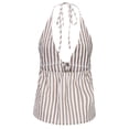 thumbnail image 4 of DHFJKG Women's Sexy Halter Backless Tank Top Striped Deep V Neck Lace Up Crop Cami Shirts Summer Beach Vacation Clothes Soft Tops, 4 of 7