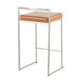 thumbnail image 4 of Fuji Contemporary Stackable Counter Stool In Stainless Steel With Camel Faux Leather Cushion - Set Of 2, 4 of 7