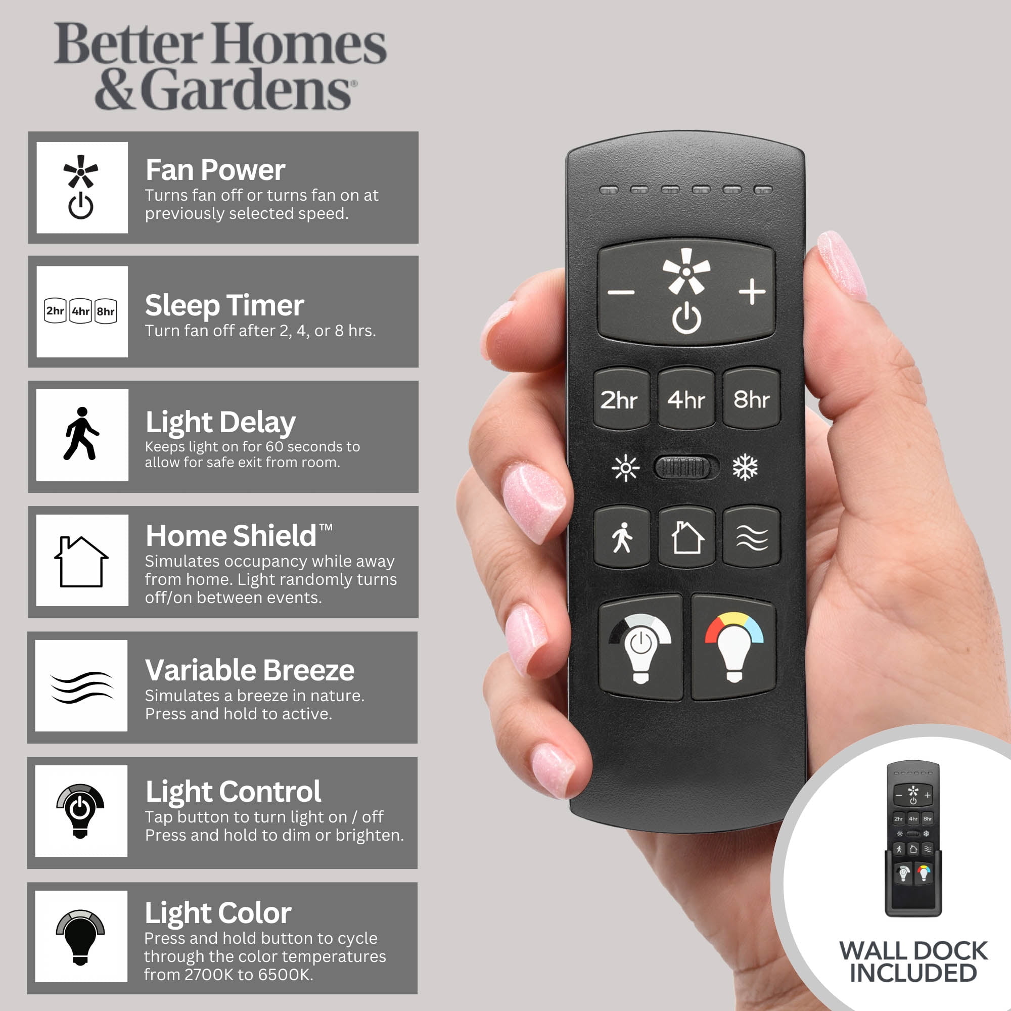 Better Homes & Gardens 20" Black Modern Ceiling Fan Fandelier with Color Changing Light, 5 Blades & Remote