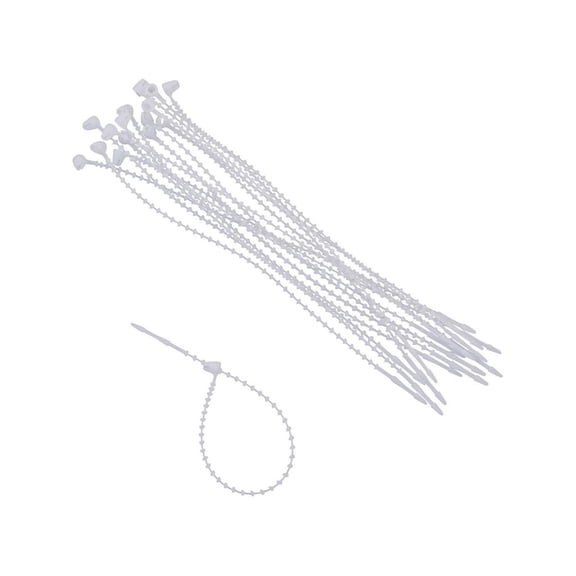 Advantus Beaded Cable Ties - White - 250 Pack
