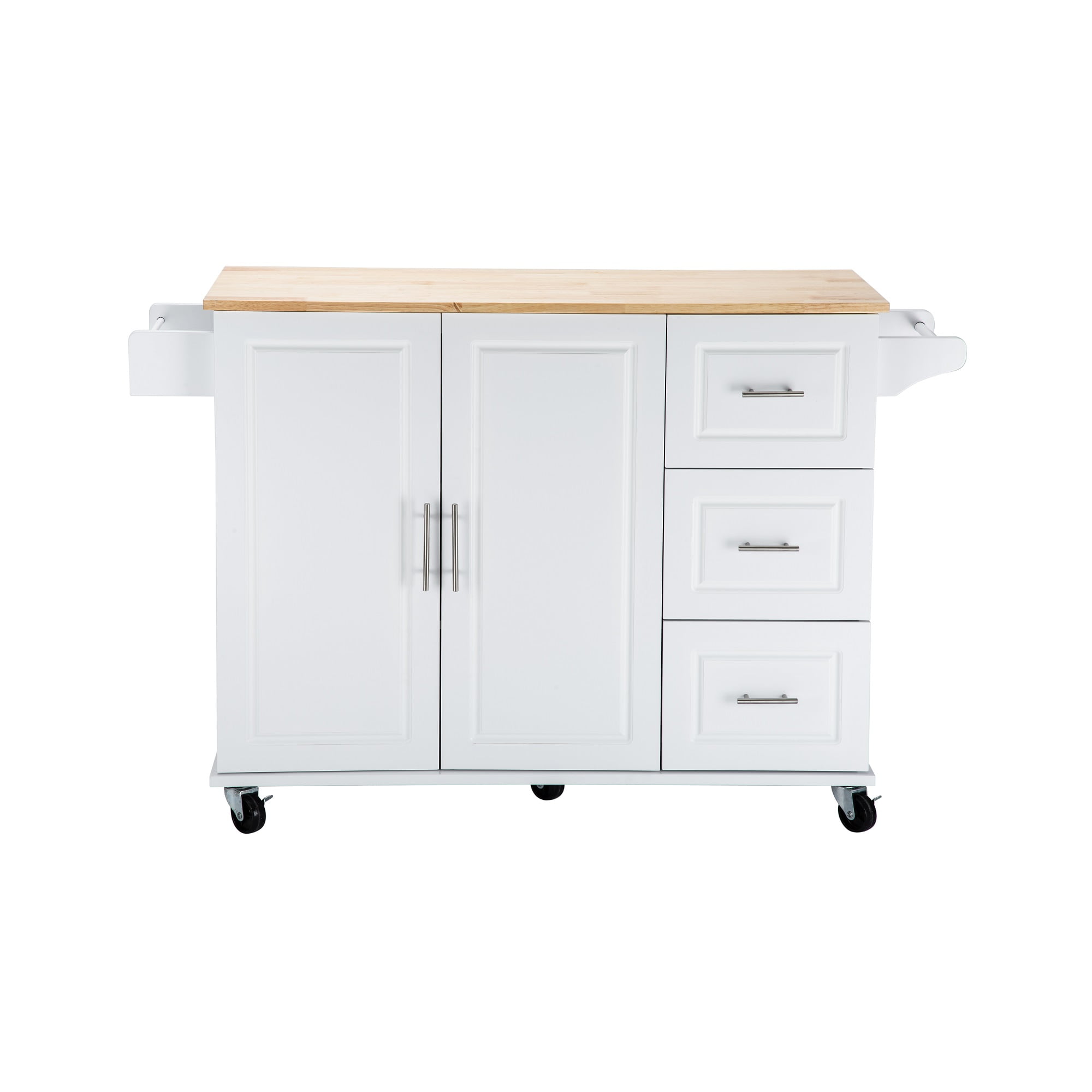Highsound Wooden Kitchen Island Cart with Lockable Wheels, Utility