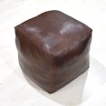 thumbnail image 2 of Square Shaped Goat Leather Handmade Eco-Friendly Brown Pouf - Square Shape Pouf, 14" x 14"x 14", Plain Solid Pouf, Goat Leather Pouf, Recycled Cotton Fill Stuffed Pouf, Leather Seating Pouf, 2 of 5